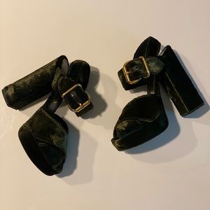 PRADA Crushed Velvet Platform Heel 36 Green